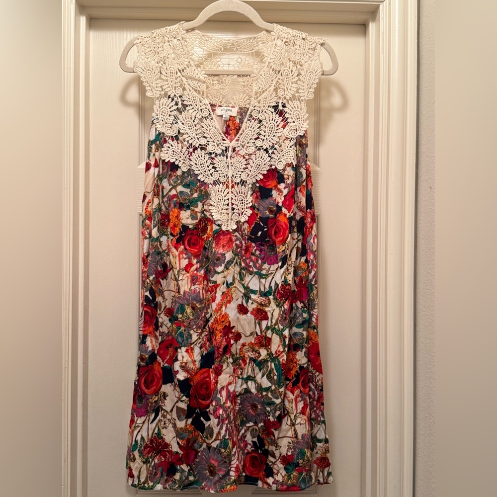 EUC Umgee Floral Lace Mini Dress Size Large